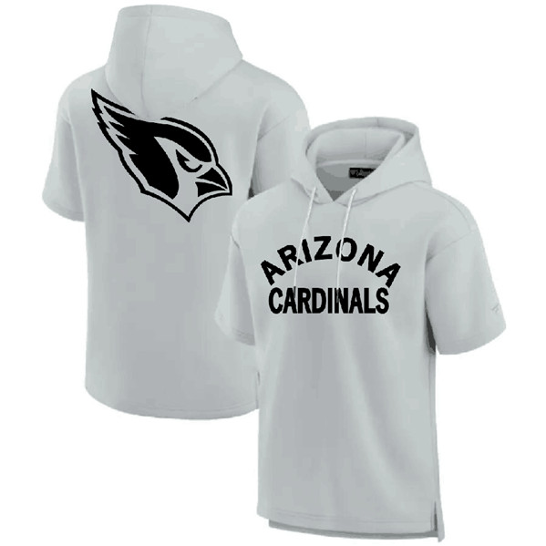 Men's Arizona Cardinals Gray Super Soft Fleece Short Sleeve Hoodie